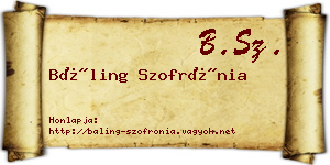 Báling Szofrónia névjegykártya